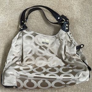 Coach gold shoulder bag with 3 interior compartments!